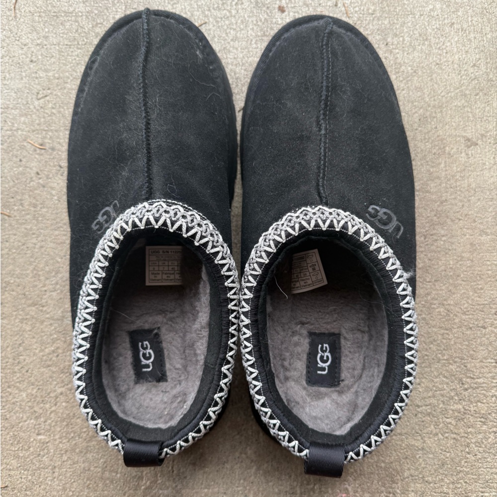 UGG Tasman II Black and Gray Cozy Slippers